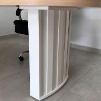 Mesa Para Escritório Com Tampo Curvado E Pés Ripados Carvalho/branco - 8