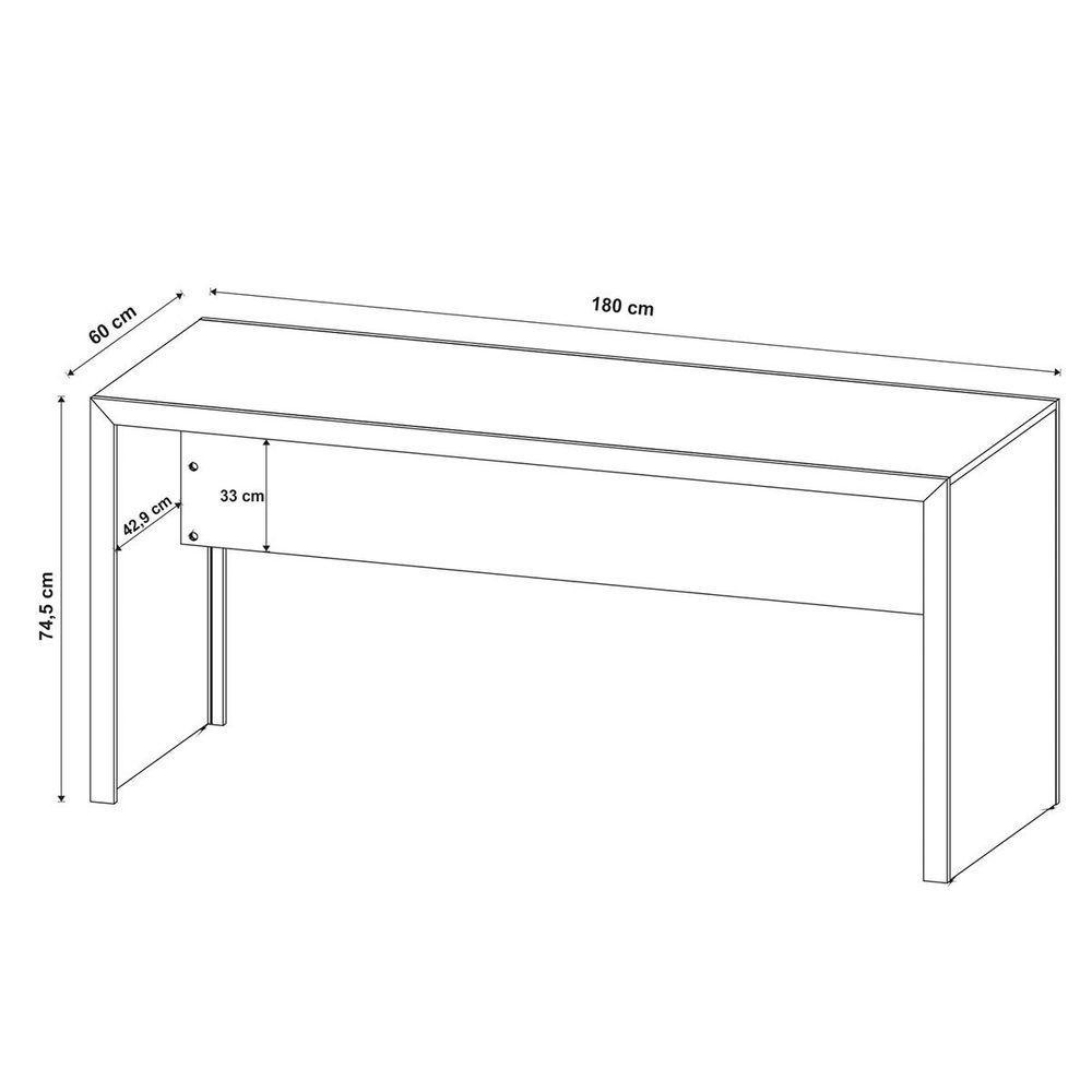 Mesa Para Escritório Escrivaninha 180 Cm Amêndoa - 3