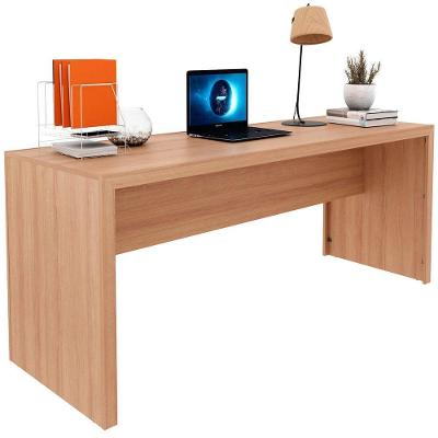 Mesa para Escritório Escrivaninha Retangular Moderno MDF 180 cm Amêndoa