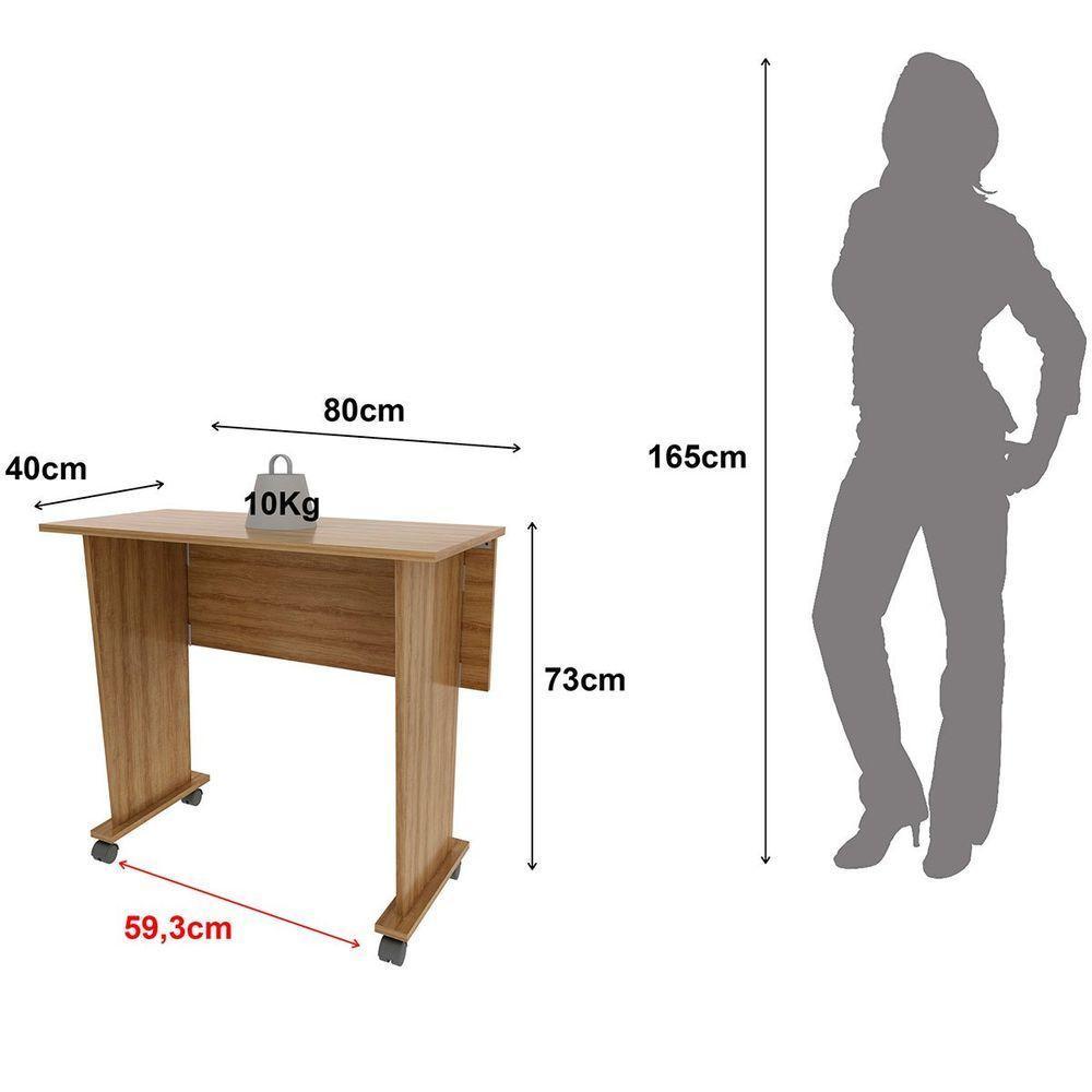 Mesa Escrivaninha Dobrável Com Rodízio Amêndoa - 5