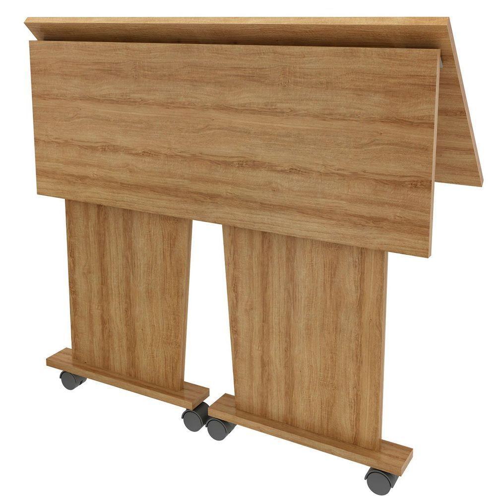 Mesa Escrivaninha Dobrável Com Rodízio Amêndoa - 8