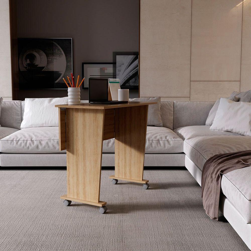 Mesa Escrivaninha Dobrável Com Rodízio Amêndoa - 10