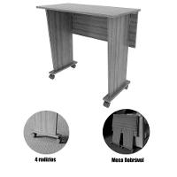 Mesa Escrivaninha Dobrável Com Rodízio Amêndoa - 3