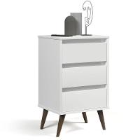 Mesa De Cabeceira 3 Gavetas Com Pés Palito Woon Branco - 1