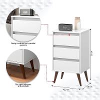 Mesa De Cabeceira 3 Gavetas Com Pés Palito Woon Branco - 3