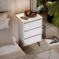 Mesa De Cabeceira 3 Gavetas Com Pés Palito Woon Branco
