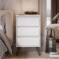 Mesa De Cabeceira 3 Gavetas Com Pés Palito Woon Branco - 5
