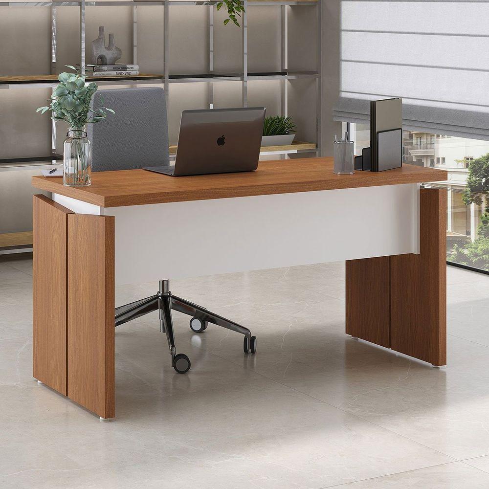 Mesa Para Escritório Pequena Tamburato Mdp Freijó/branco - 8