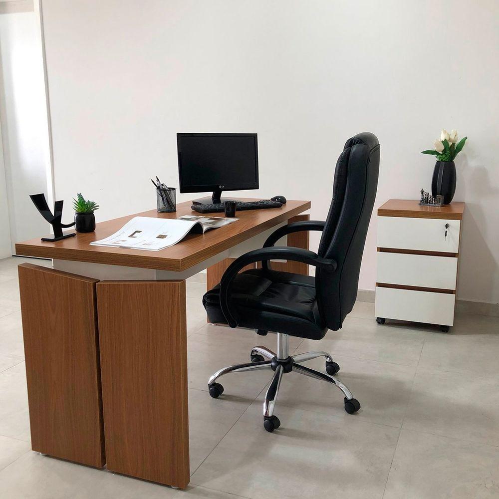 Mesa Para Escritório Pequena Tamburato Mdp Freijó/branco - 9