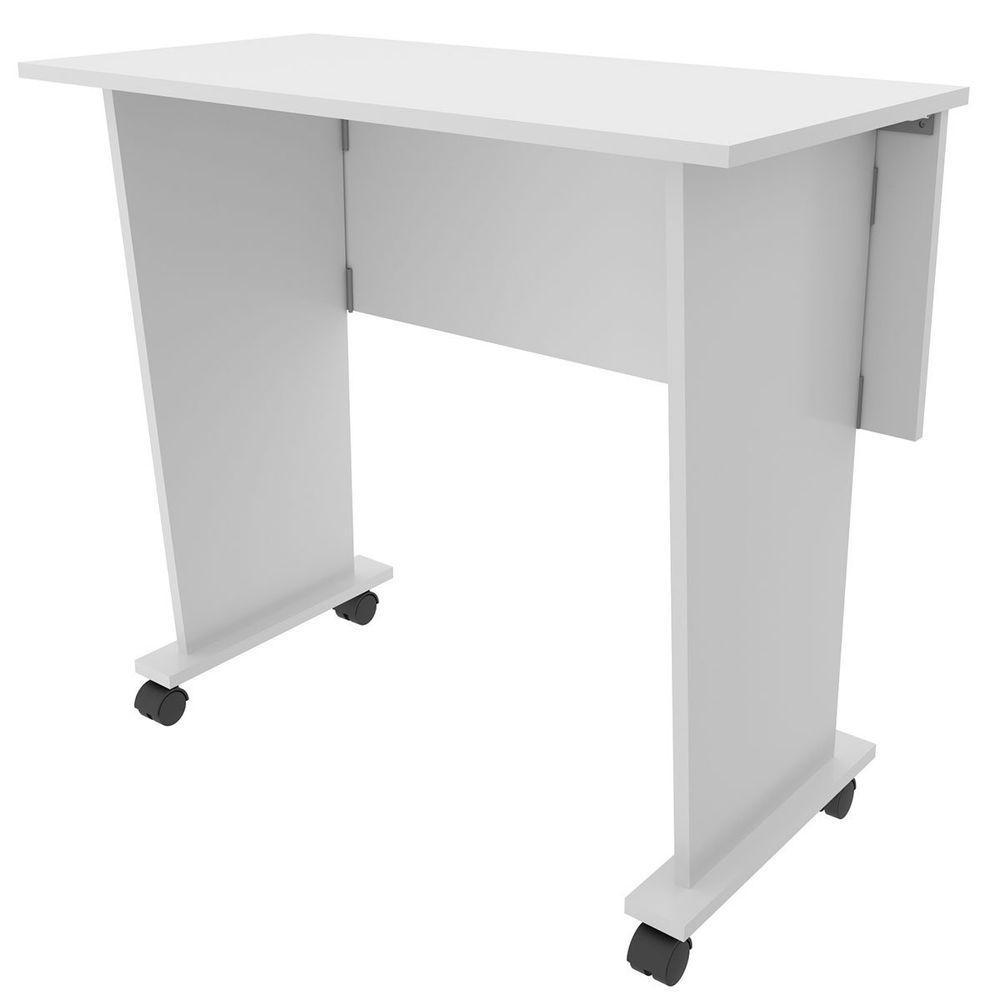 Mesa Escrivaninha Dobrável Com Rodízio Branco - 6