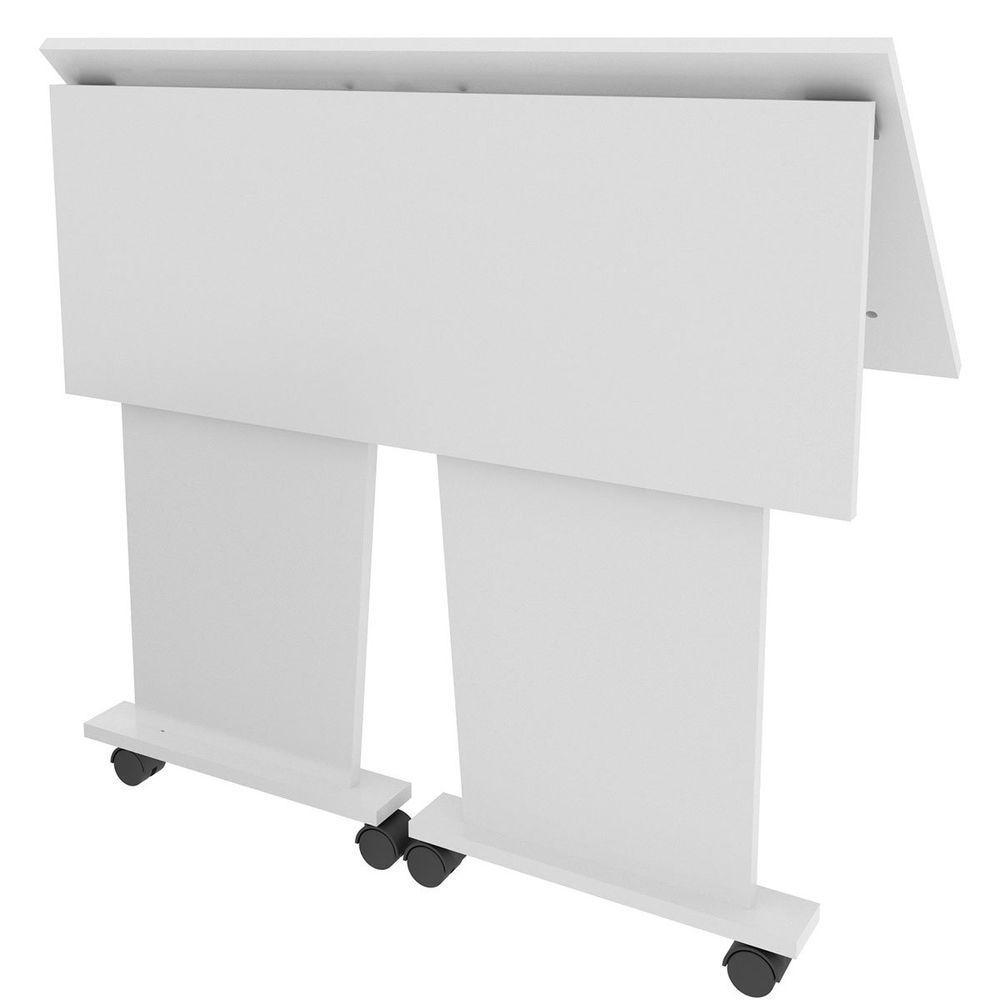 Mesa Escrivaninha Dobrável Com Rodízio Branco - 8