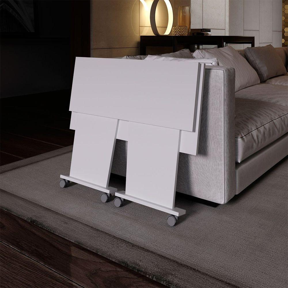 Mesa Escrivaninha Dobrável Com Rodízio Branco - 10