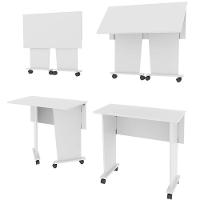 Mesa Escrivaninha Dobrável Com Rodízio Branco