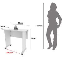 Mesa Escrivaninha Dobrável Com Rodízio Branco - 5