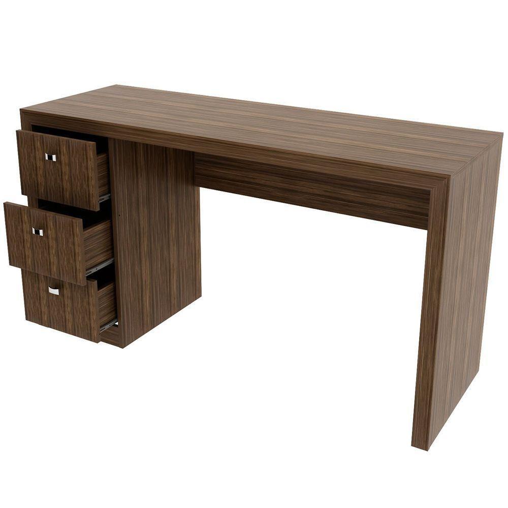 Mesa Para Escritório Reversível 136 Cm 3 Gavetas Nogal - 2