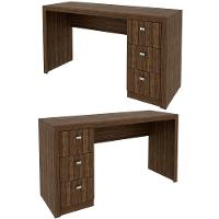 Mesa Para Escritório Reversível 136 Cm 3 Gavetas Nogal
