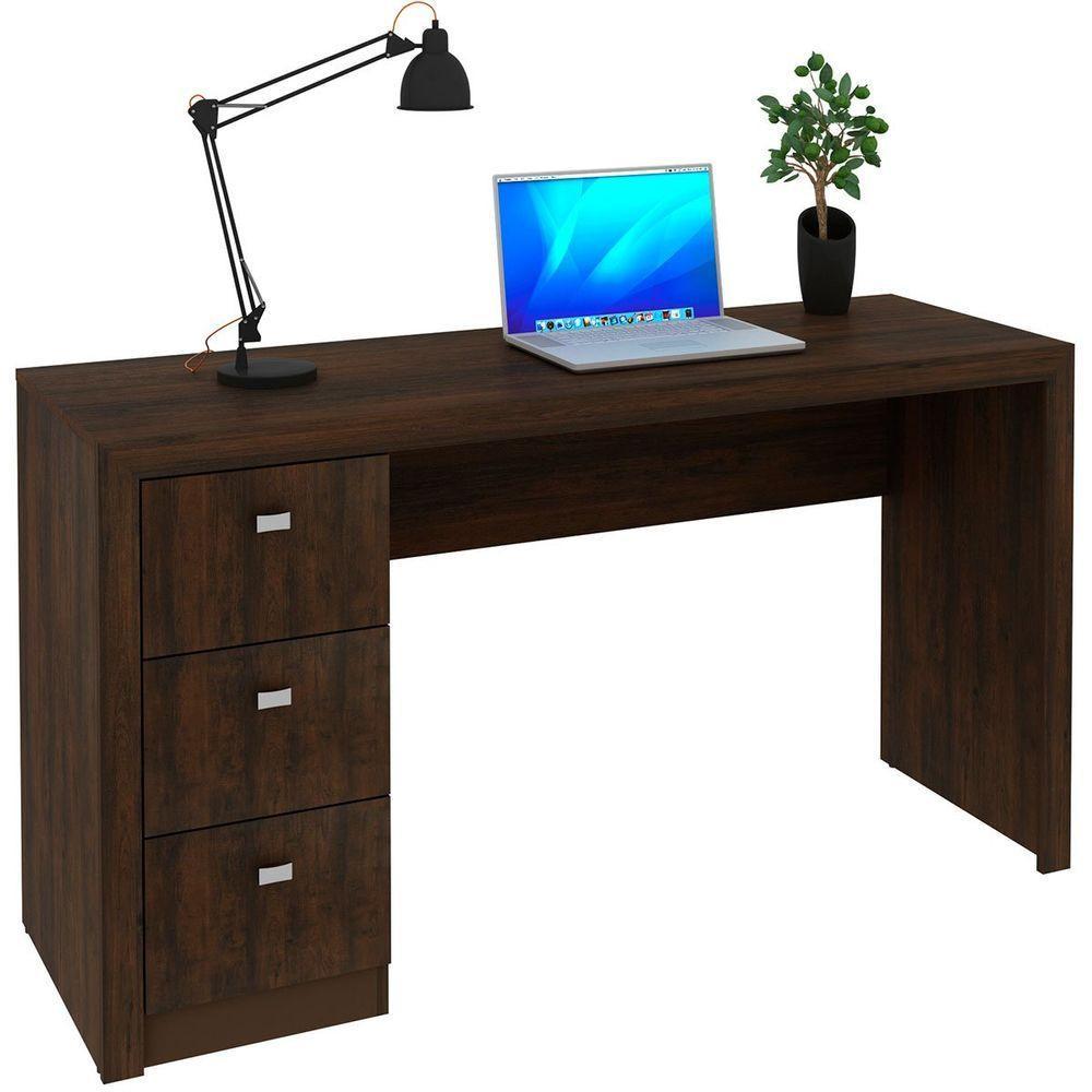 Mesa Para Escritório Reversível 136 Cm 3 Gavetas Rústico - 1