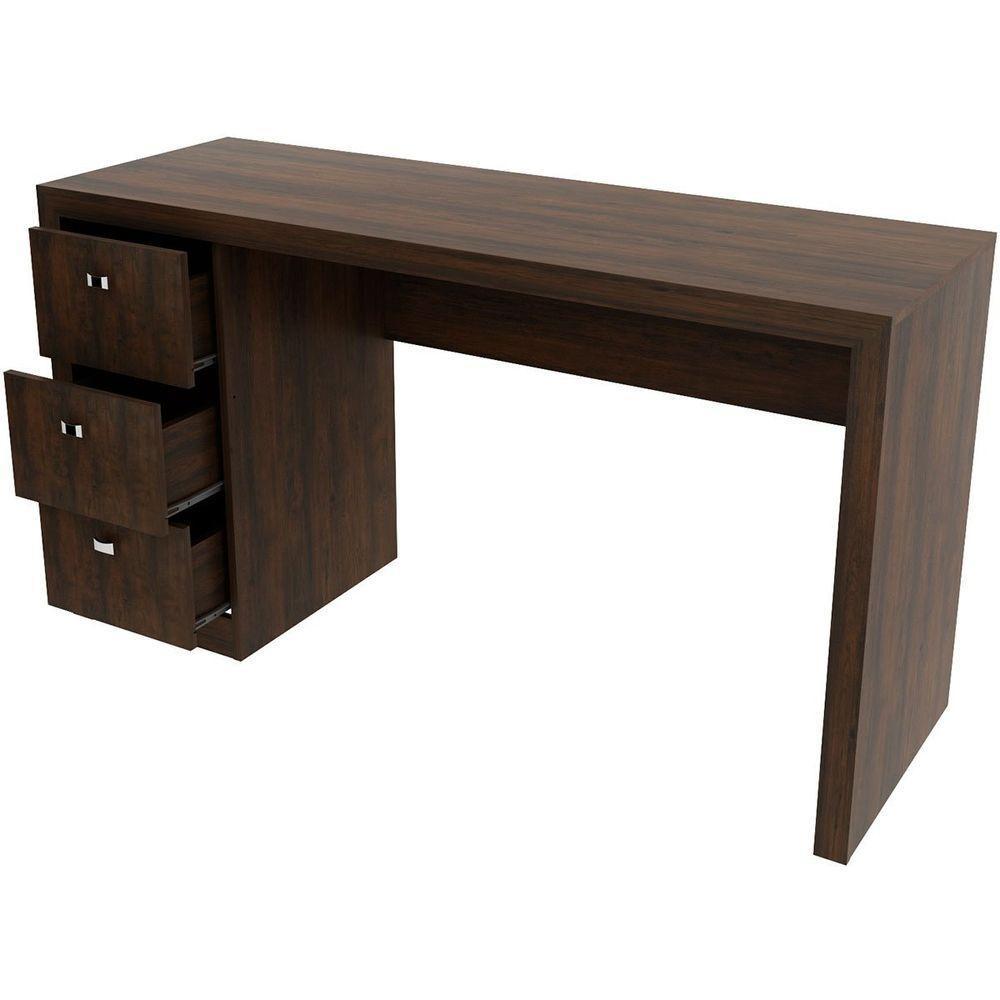 Mesa Para Escritório Reversível 136 Cm 3 Gavetas Rústico - 5