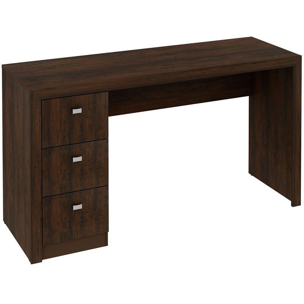 Mesa Para Escritório Reversível 136 Cm 3 Gavetas Rústico - 9