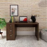 Mesa Para Escritório Reversível 136 Cm 3 Gavetas Rústico