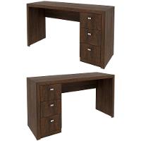 Mesa Para Escritório Reversível 136 Cm 3 Gavetas Rústico - 7