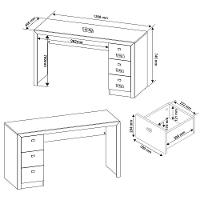 Mesa Para Escritório Reversível 136 Cm 3 Gavetas Rústico - 10