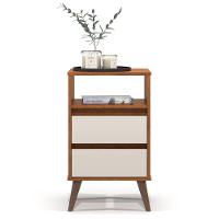 Mesa De Cabeceira 2 Gavetas Com Nicho Aroma Freijó/off White - 2