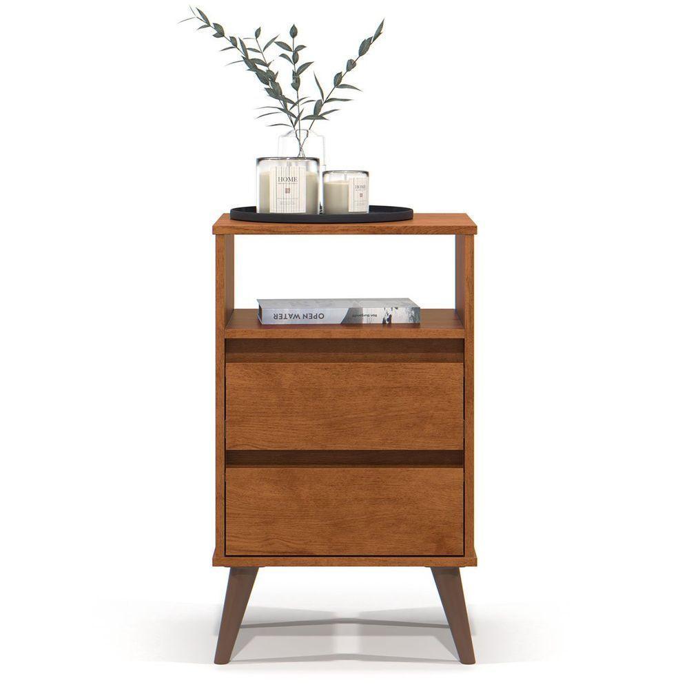 Mesa De Cabeceira 2 Gavetas Com Nicho Aroma Freijó - 5