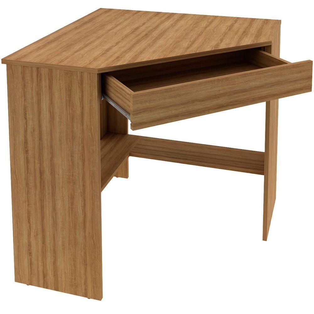 Mesa Escrivaninha De Canto Para Escritório 1 Gaveta Amêndoa - 2