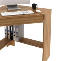 Mesa Escrivaninha De Canto Para Escritório 1 Gaveta Amêndoa - 7