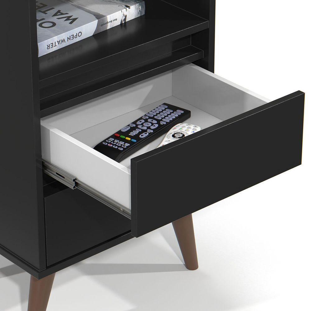 Mesa De Cabeceira 2 Gavetas Com Nicho Aroma Preto - 2