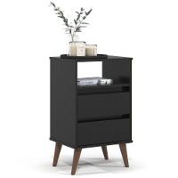 Mesa De Cabeceira 2 Gavetas Com Nicho Aroma Preto - 1