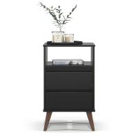 Mesa De Cabeceira 2 Gavetas Com Nicho Aroma Preto - 5