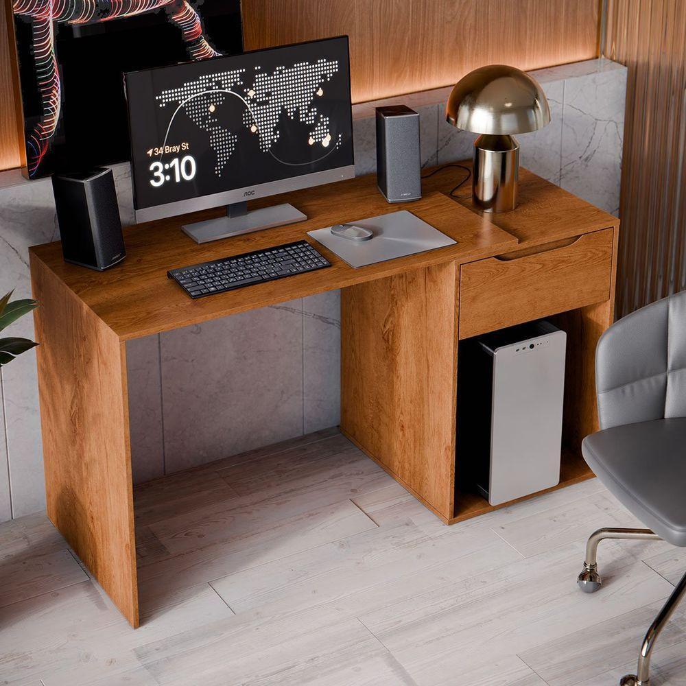 Mesa Escrivaninha 1 Gaveta Com Suporte Para Cpu Flop Freijó - 7