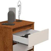 Mesa De Cabeceira 3 Gavetas Com Pés Palito Woon Freijó/off White - 7