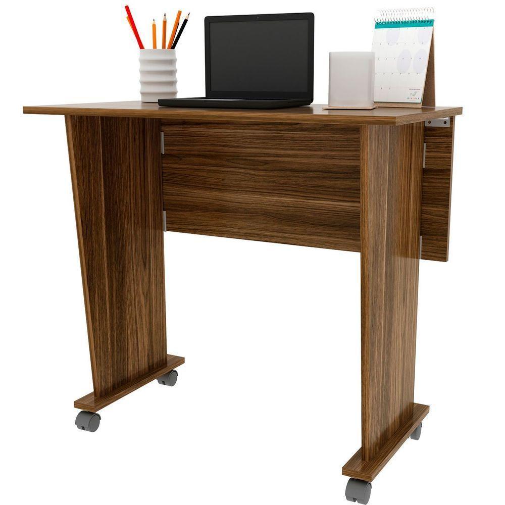 Mesa Escrivaninha Dobrável Com Rodízio Nogal - 1