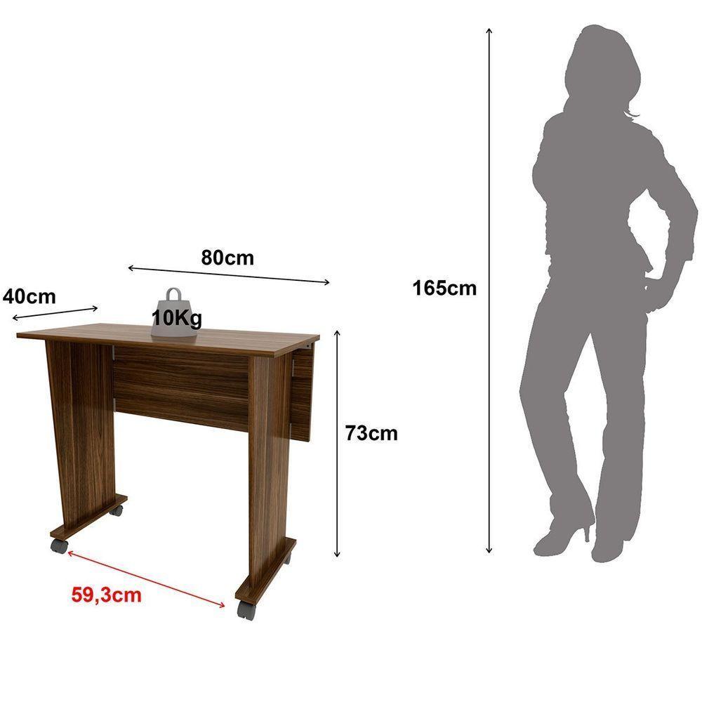 Mesa Escrivaninha Dobrável Com Rodízio Nogal - 5