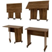 Mesa Escrivaninha Dobrável Com Rodízio Nogal