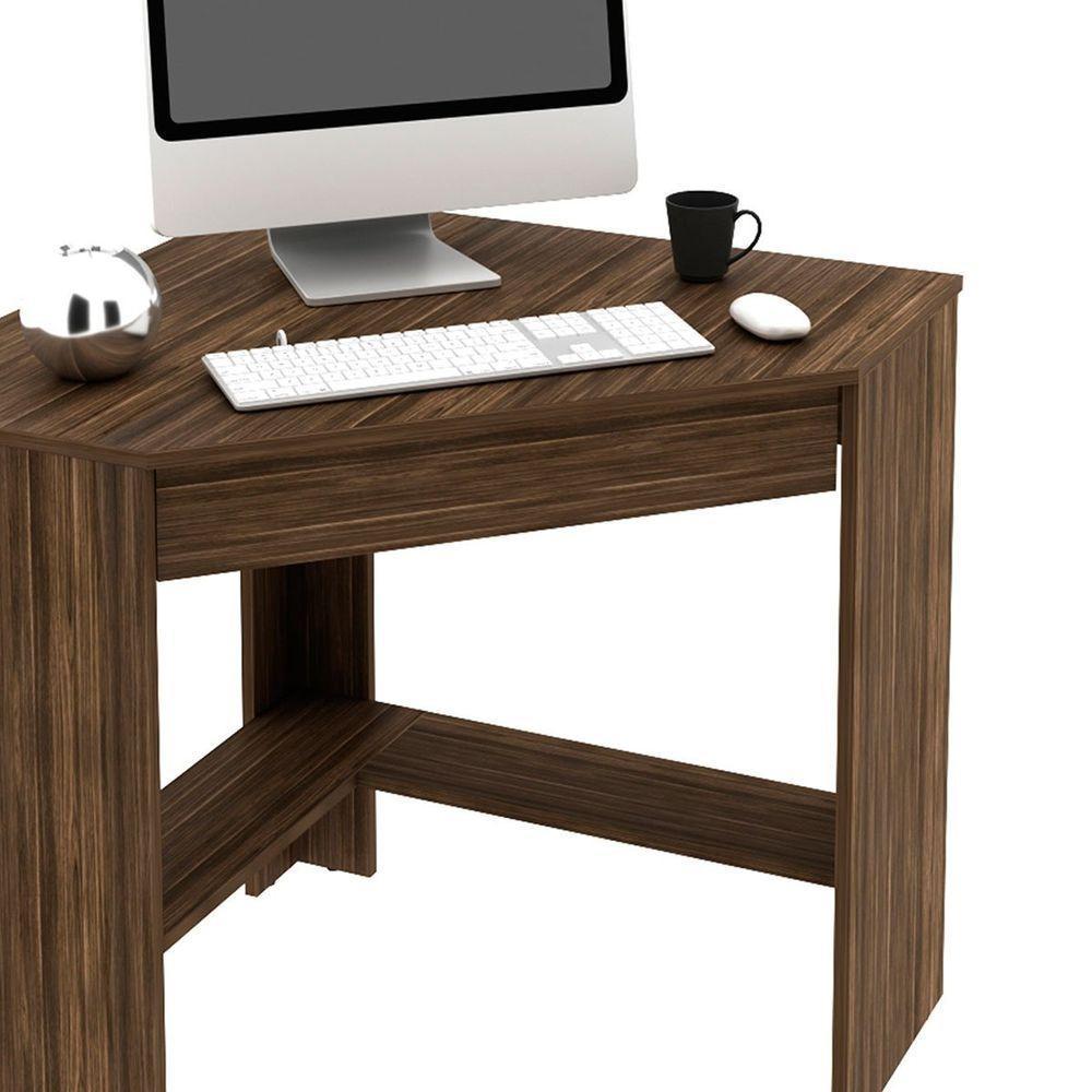 Mesa Escrivaninha De Canto Para Escritório 1 Gaveta Nogal - 8
