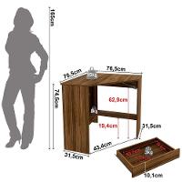 Mesa Escrivaninha De Canto Para Escritório 1 Gaveta Nogal - 5