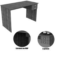 Mesa Para Escritório Escrivaninha 2 Gavetas Nogal/preto