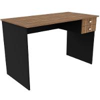 Mesa Para Escritório Escrivaninha 2 Gavetas Nogal/preto - 6