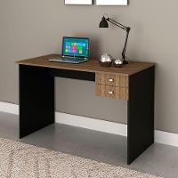 Mesa Para Escritório Escrivaninha 2 Gavetas Nogal/preto - 8