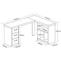 Mesa Escrivaninha 3 Gavetas Com Nichos Em L Marilu Olmo/branco - 2