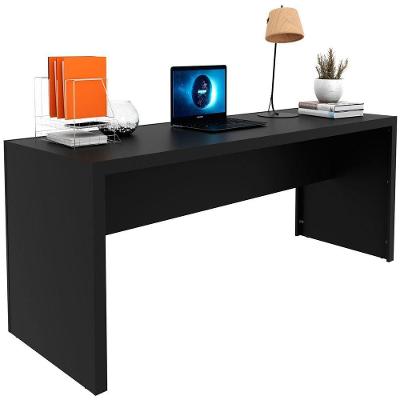 Mesa para Escritório Retangular Escrivaninha Moderno MDP 180 cm Preto