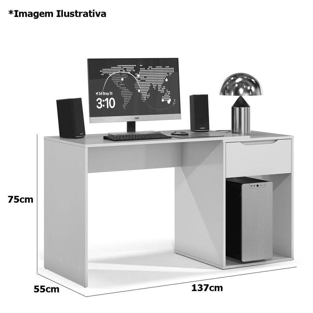 Mesa Escrivaninha 1 Gaveta Com Suporte Para Cpu Flop Branco - 3