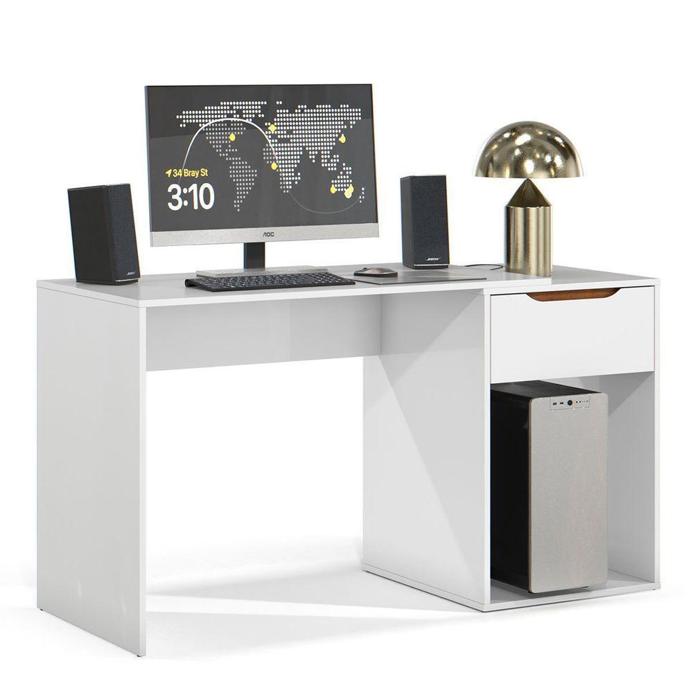 Mesa Escrivaninha 1 Gaveta Com Suporte Para Cpu Flop Branco - 5