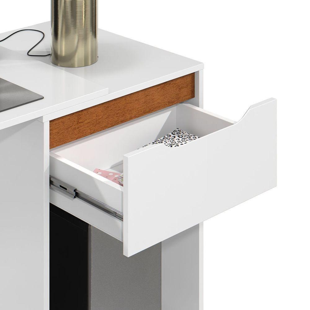 Mesa Escrivaninha 1 Gaveta Com Suporte Para Cpu Flop Branco - 7