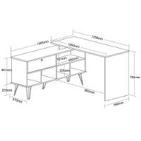 Mesa Escrivaninha Em L Com Porta E 6 Nichos Hawaii Ipê/preto