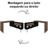 Mesa Escrivaninha Em L Com Porta E 6 Nichos Hawaii Ipê/preto - 5